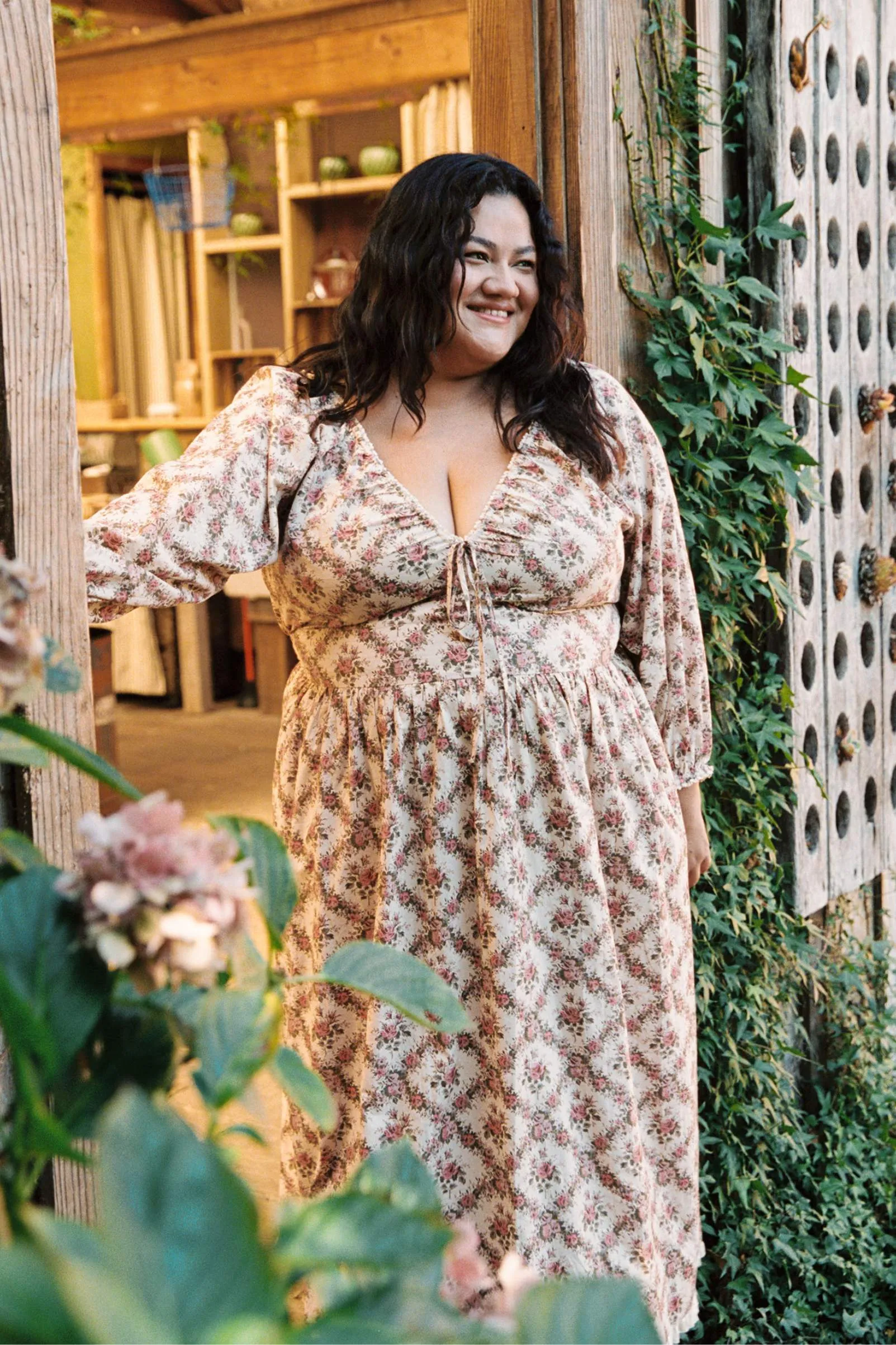 The Venus Dress Extended | Ivory Rose Lattice sold by Christy Dawn