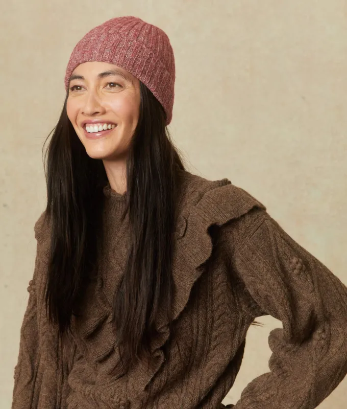 The James Beanie | Heathered Blush sold by Christy Dawn