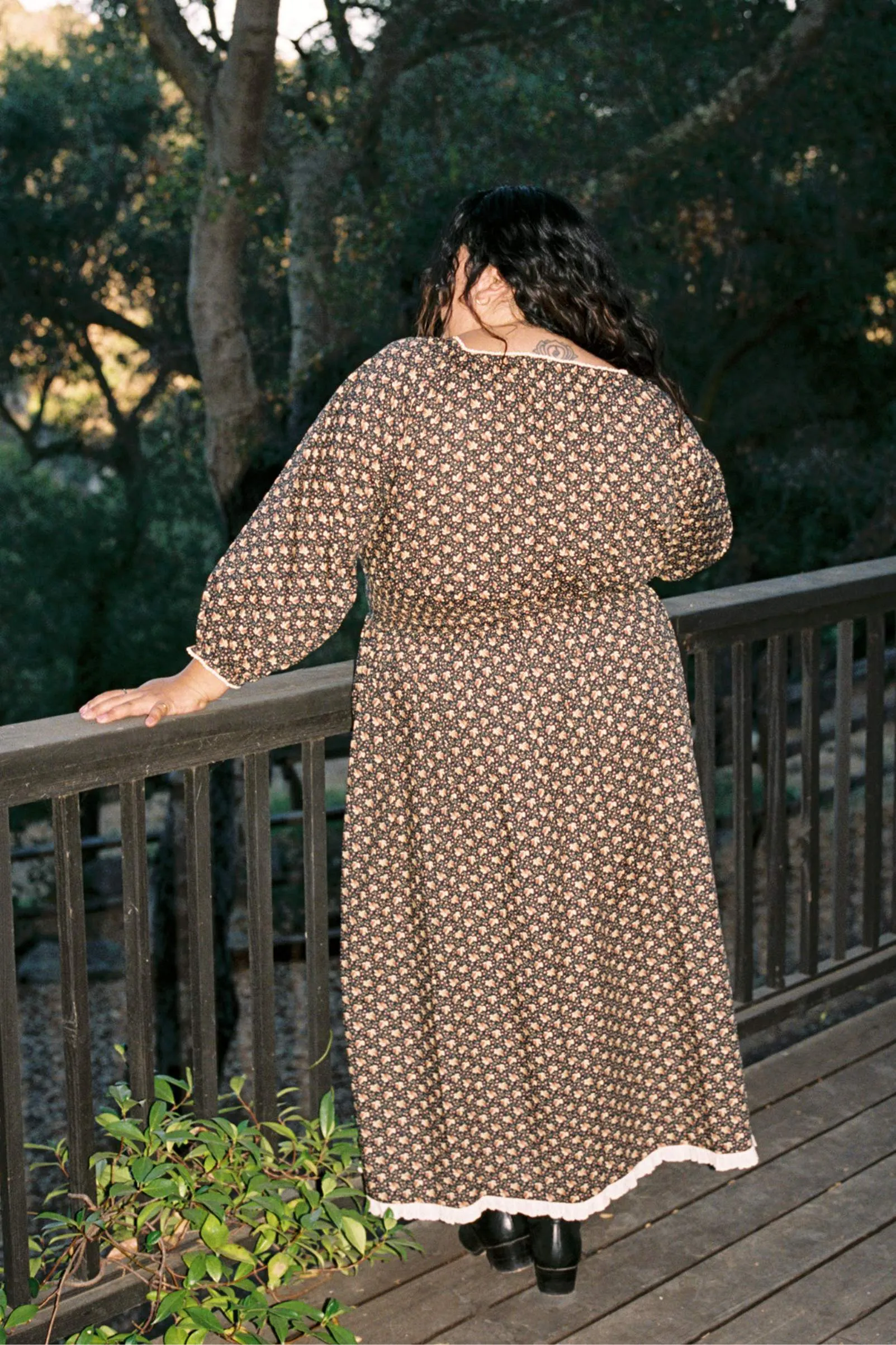 The Venus Dress Extended | Carob Ditsy Leaf sold by Christy Dawn product image thumbnail 4