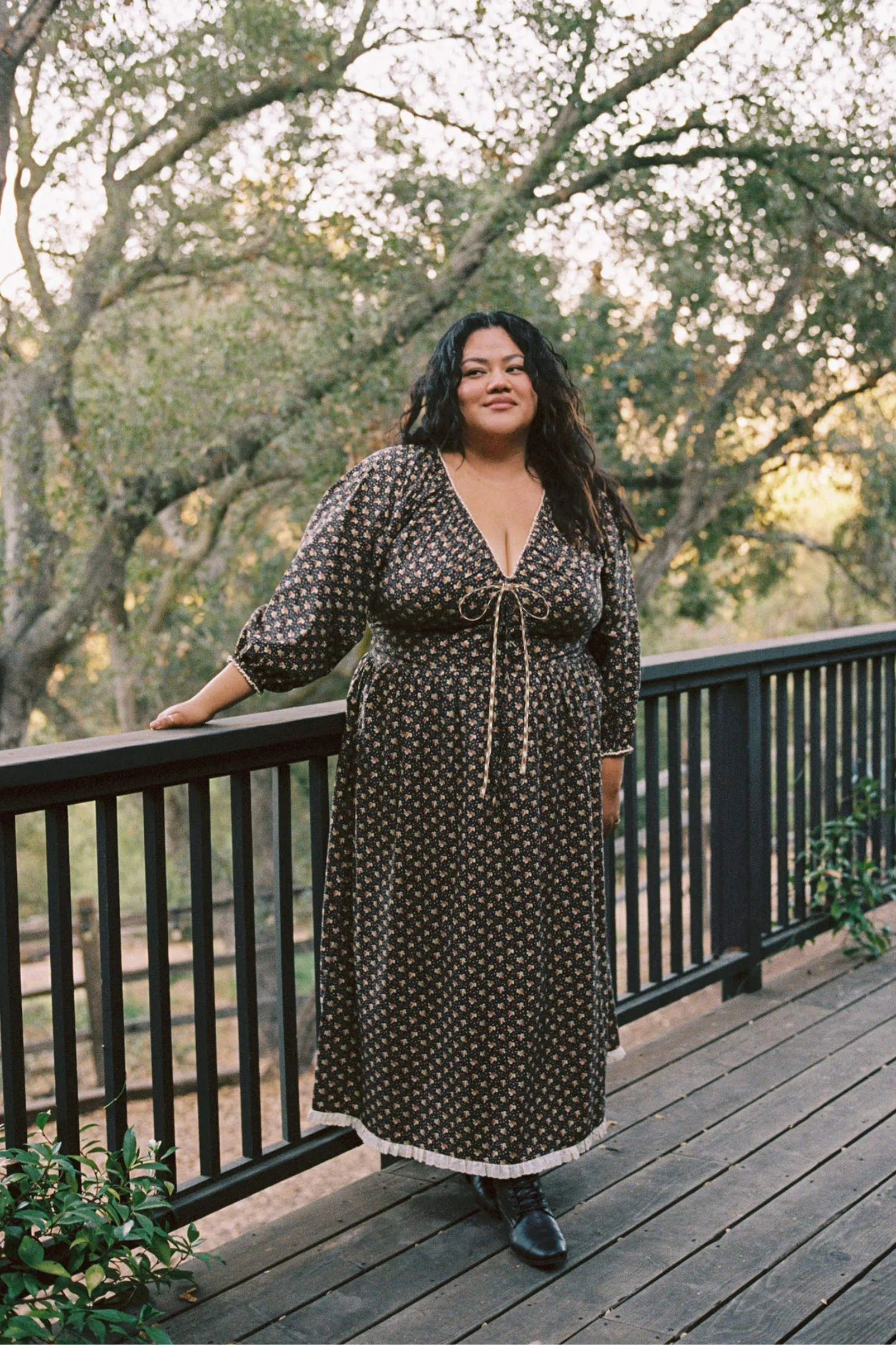 The Venus Dress Extended | Carob Ditsy Leaf sold by Christy Dawn product image thumbnail 2