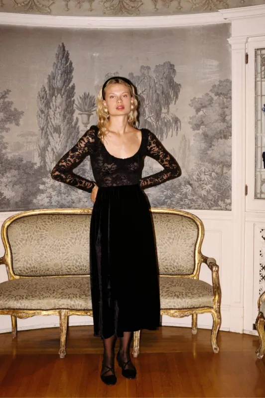 The Marion Dress | Raven Velvet sold by Christy Dawn