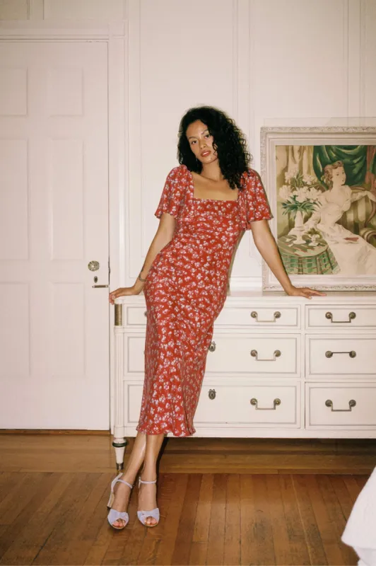 The Carmen Dress | Vermillion Tulips sold by Christy Dawn