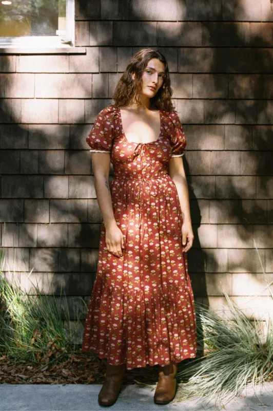 The Brynne Dress Petites | Antique Lotus Red sold by Christy Dawn