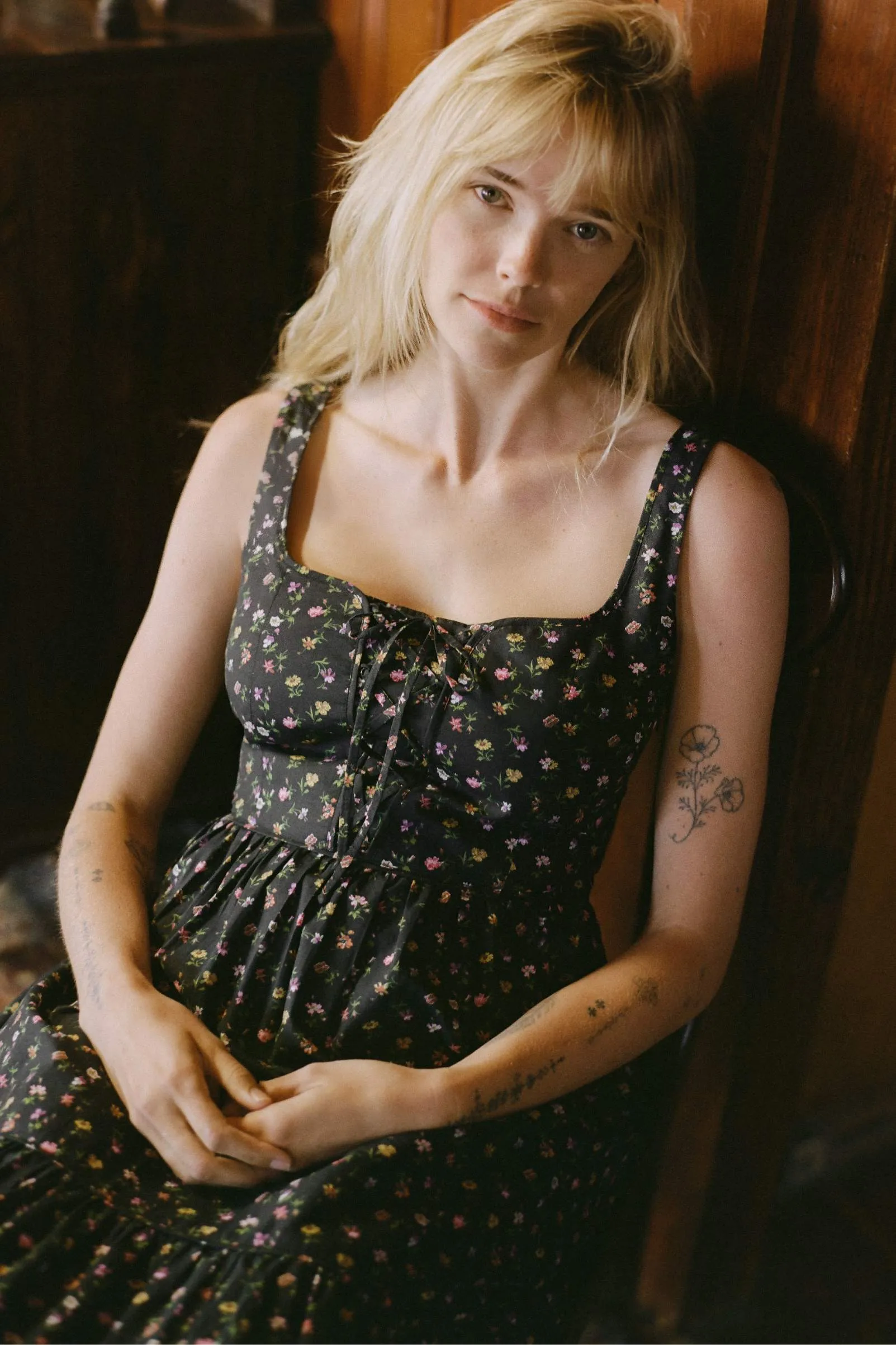 The Adele Dress Petites | Night Garden sold by Christy Dawn product image thumbnail 3