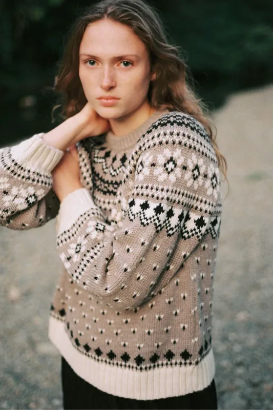 The Linnea Sweater | Fair Isle Oatmeal sold by Christy Dawn
