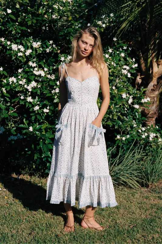 The Lia Dress Petites | Bleu Tulips sold by Christy Dawn