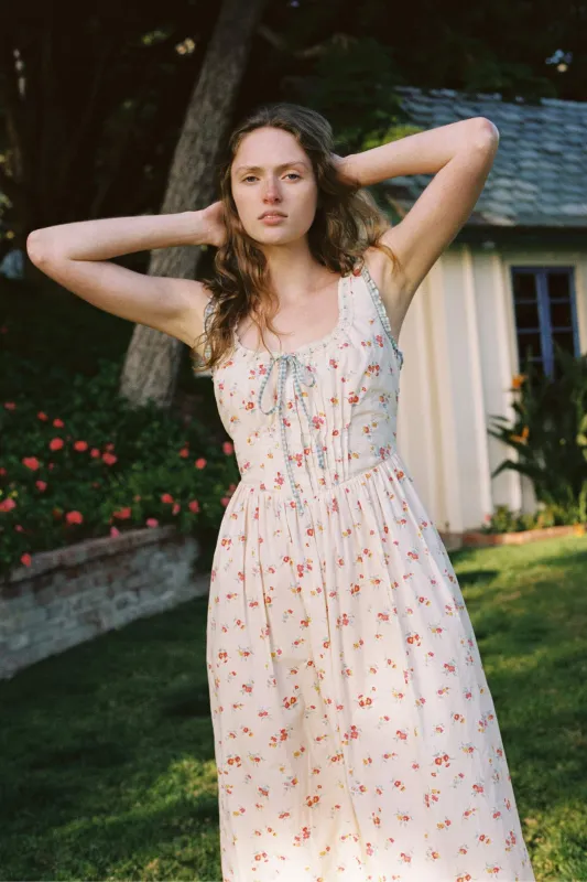 The Eliana Dress Petites | Lantana Blooms Cream sold by Christy Dawn