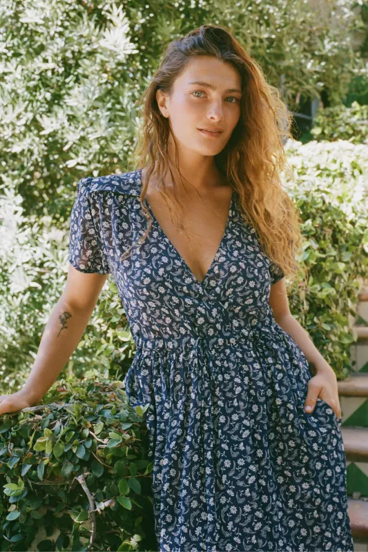 The Simple Dawn Dress Petites | Navy Floral sold by Christy Dawn