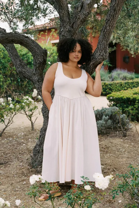 The Andrea Dress Extended | Petal Pink sold by Christy Dawn