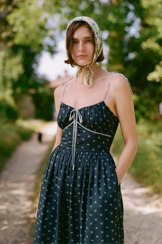 The Antara Dress Petites | Blueberry Dot sold by Christy Dawn