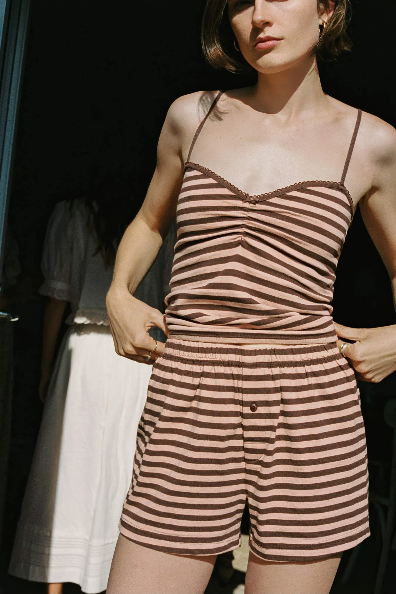 The Cristobal Boxers | Chocolate Stripe sold by Christy Dawn