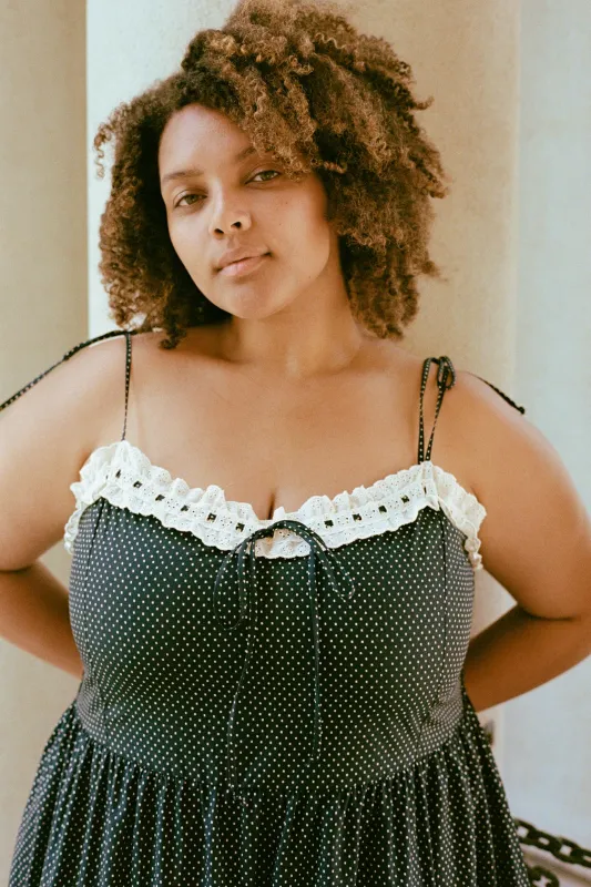The Emma Dress Extended | Noir Dot sold by Christy Dawn