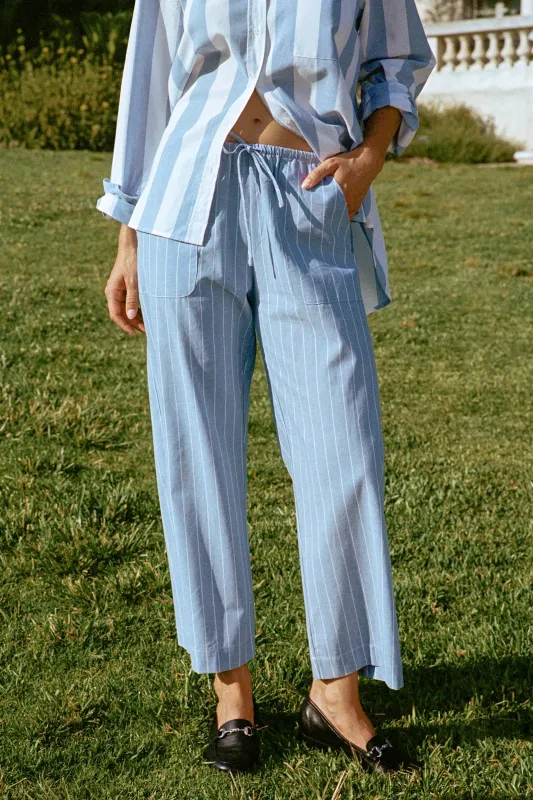 The Taavi Pant | Spruce Pinstripe sold by Christy Dawn
