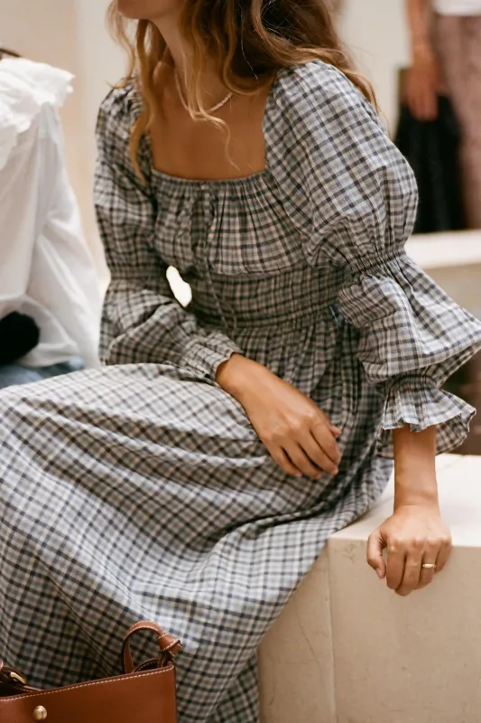 The Adelia Dress | Slate Gingham sold by Christy Dawn