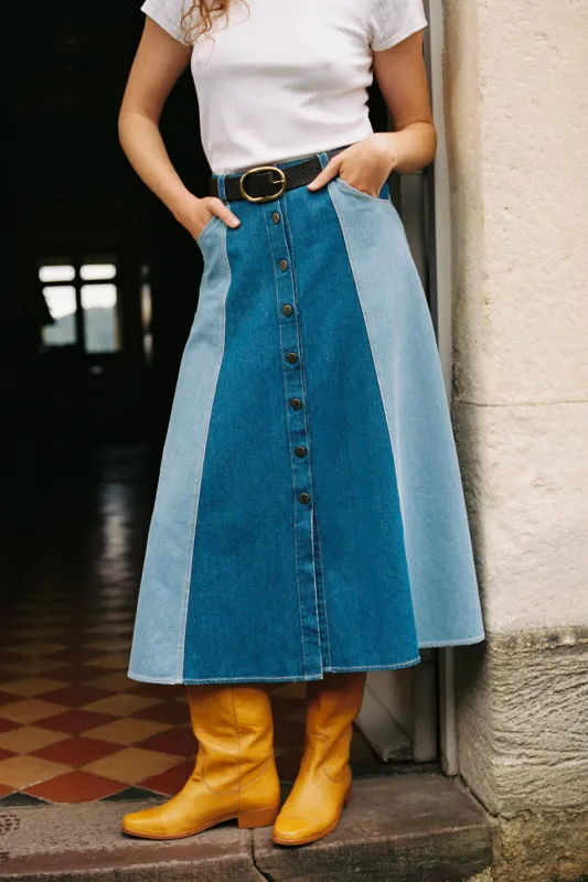 The Denver Skirt | Denim sold by Christy Dawn