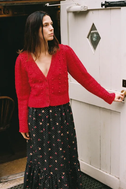 The Gigi Cardigan | Candy Apple Red sold by Christy Dawn