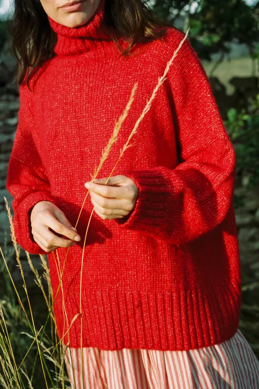 The Ingrid Sweater | Candy Apple Red sold by Christy Dawn