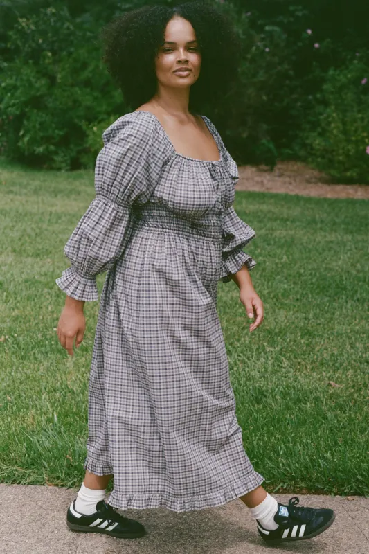 The Adelia Dress Extended | Slate Gingham sold by Christy Dawn