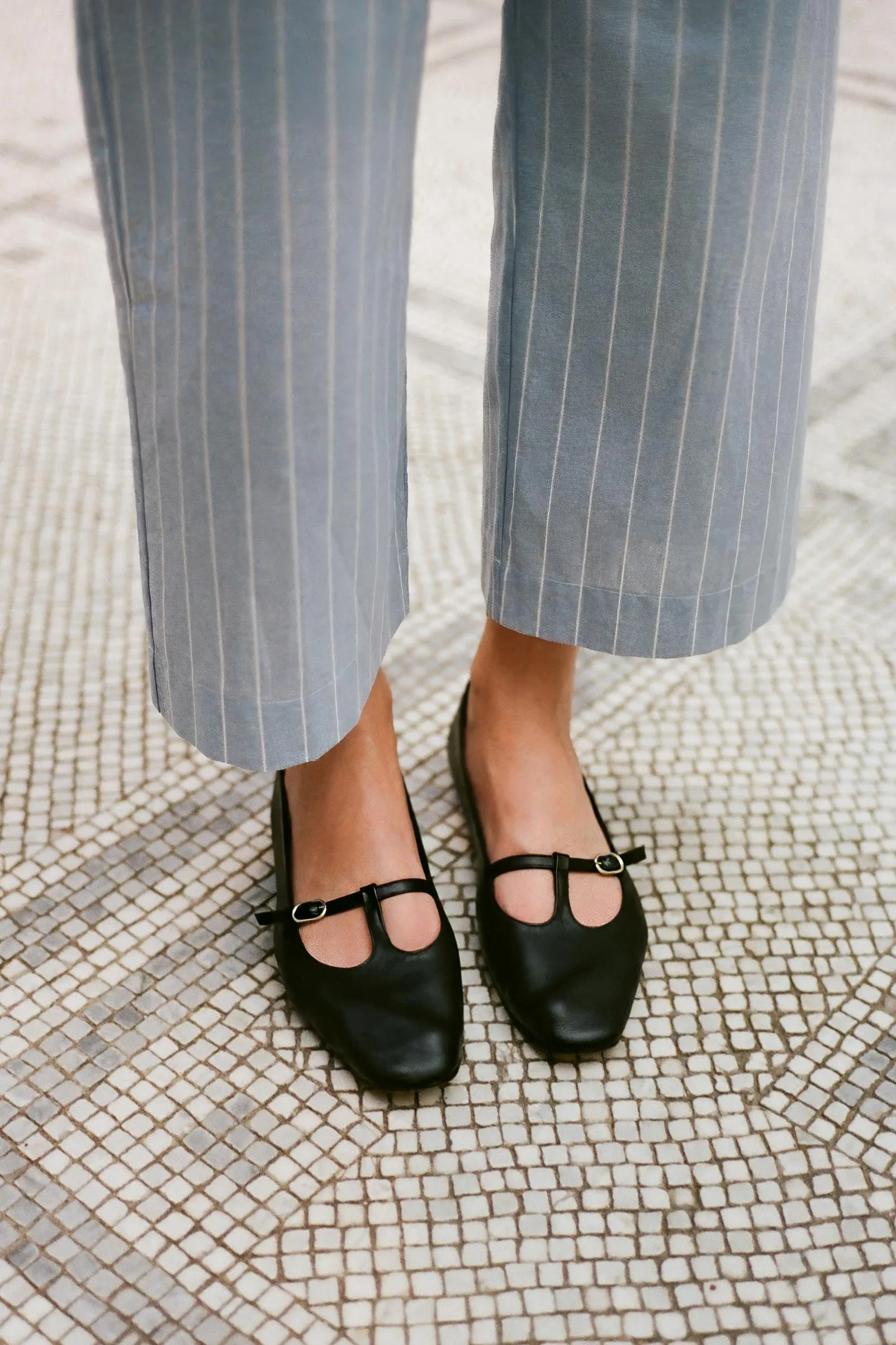 The Ballerina T-Strap| Nero sold by Christy Dawn