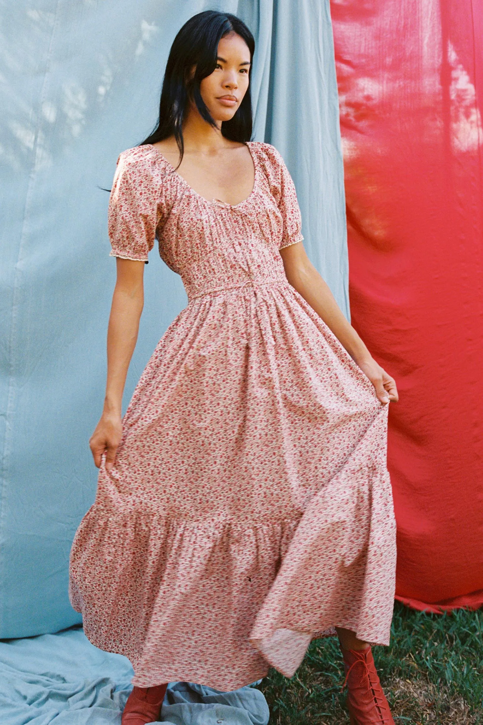 The Brynne Dress Petites | Maroon Calico sold by Christy Dawn product image thumbnail 5