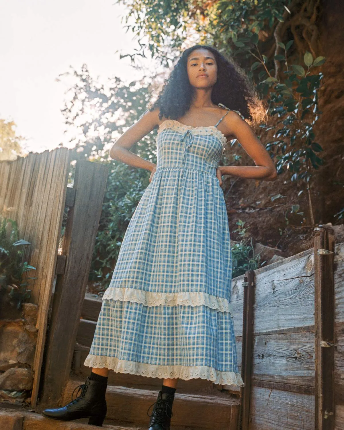 The Emma Dress | Cornflower Basketweave sold by Christy Dawn