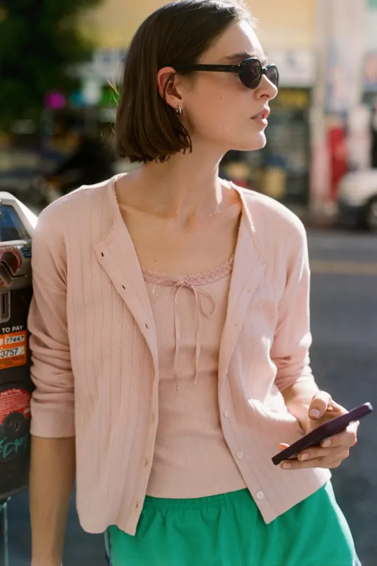 The Alison Cardigan | Lotus Regenerative Pointelle made by Christy Dawn