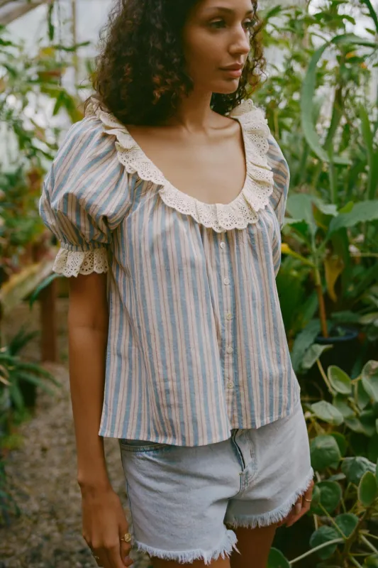 The Valentina Blouse | Antique Stripe sold by Christy Dawn