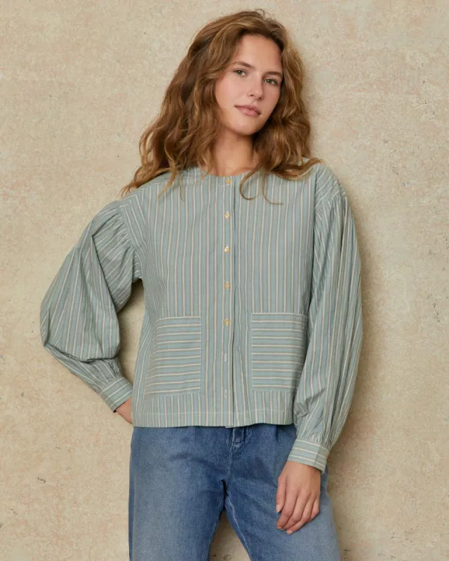 The Nadine Blouse | Sea Stripe sold by Christy Dawn