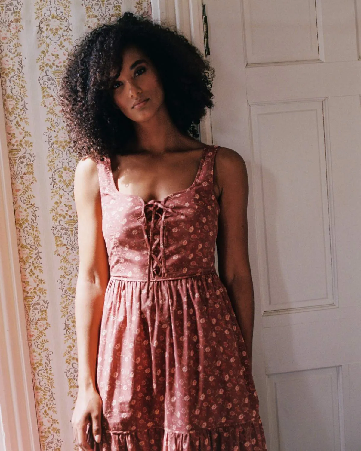 The Adele Dress | Oat Straw Red sold by Christy Dawn