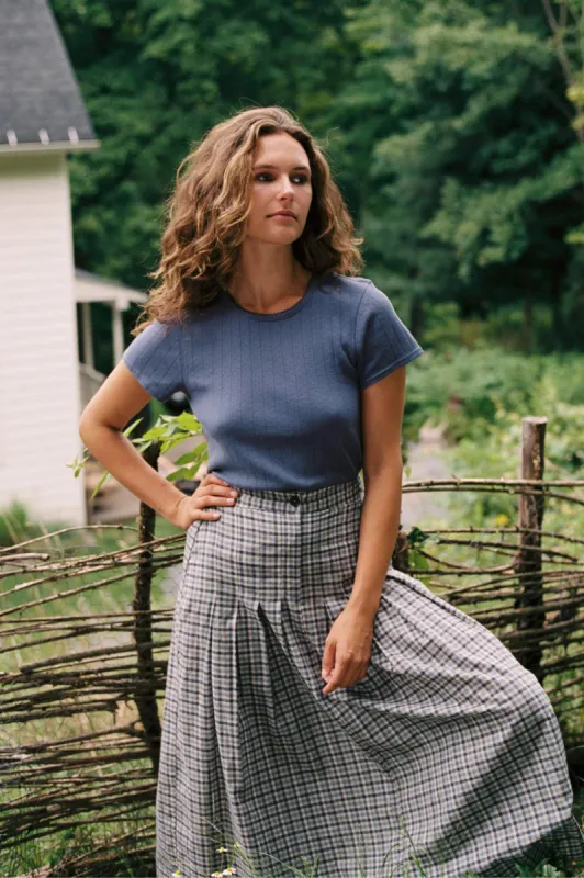 The Rayne Tee | Slate Regenerative Pointelle sold by Christy Dawn