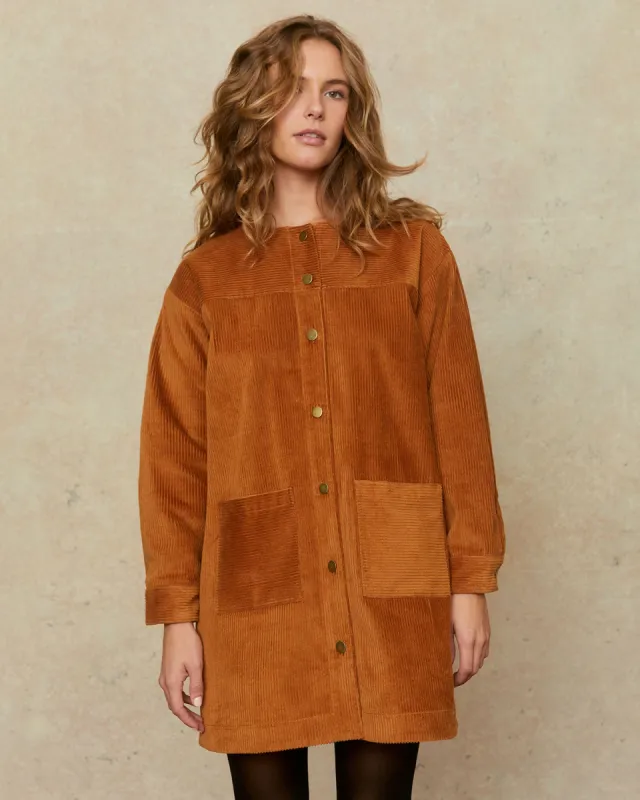 The Candice Dress | Cognac Corduroy sold by Christy Dawn