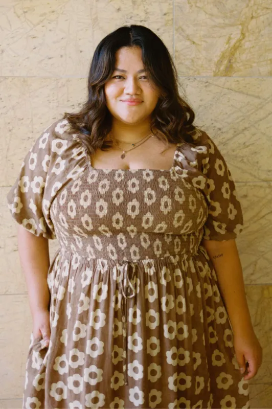 The Katrina Dress Extended | Mocha Daisy sold by Christy Dawn