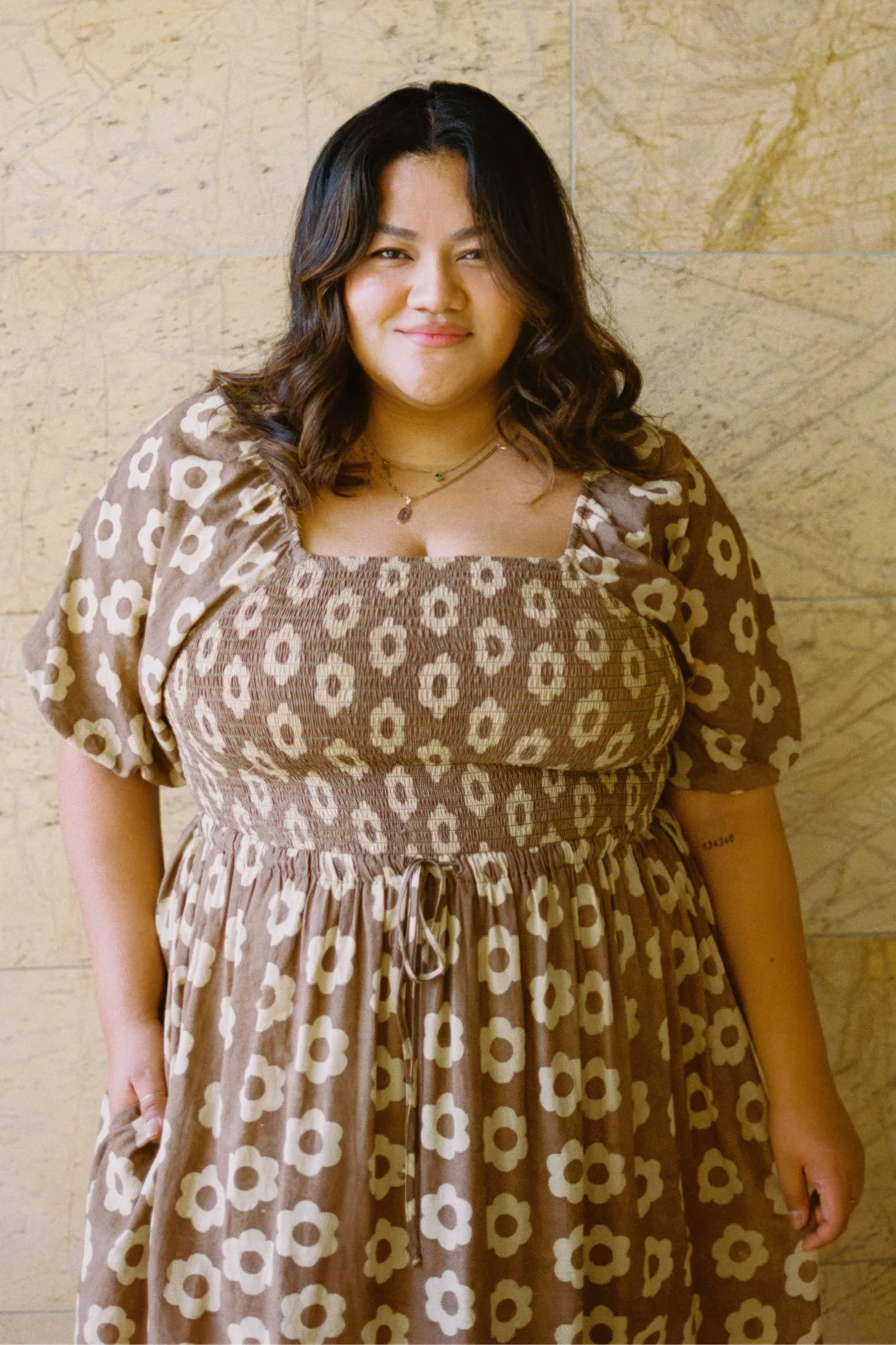 The Katrina Dress Extended | Mocha Daisy sold by Christy Dawn