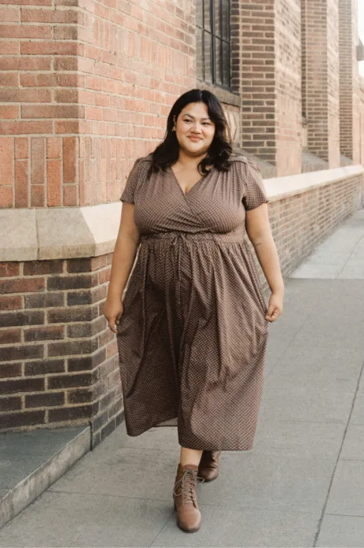 The Dawn Dress Extended | Geo Ditsy Hickory sold by Christy Dawn