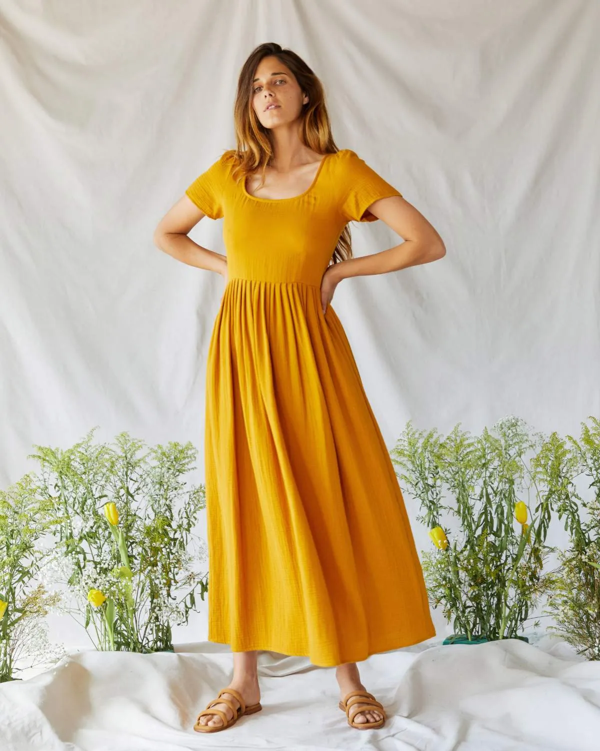 The Scarlet Dress | Mustard Gauze sold by Christy Dawn