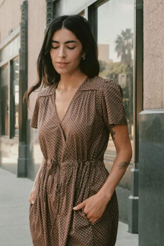 The Dawn Dress Petites | Geo Ditsy Hickory sold by Christy Dawn