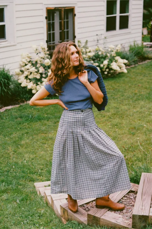 The Rhoda Skirt | Slate Gingham sold by Christy Dawn