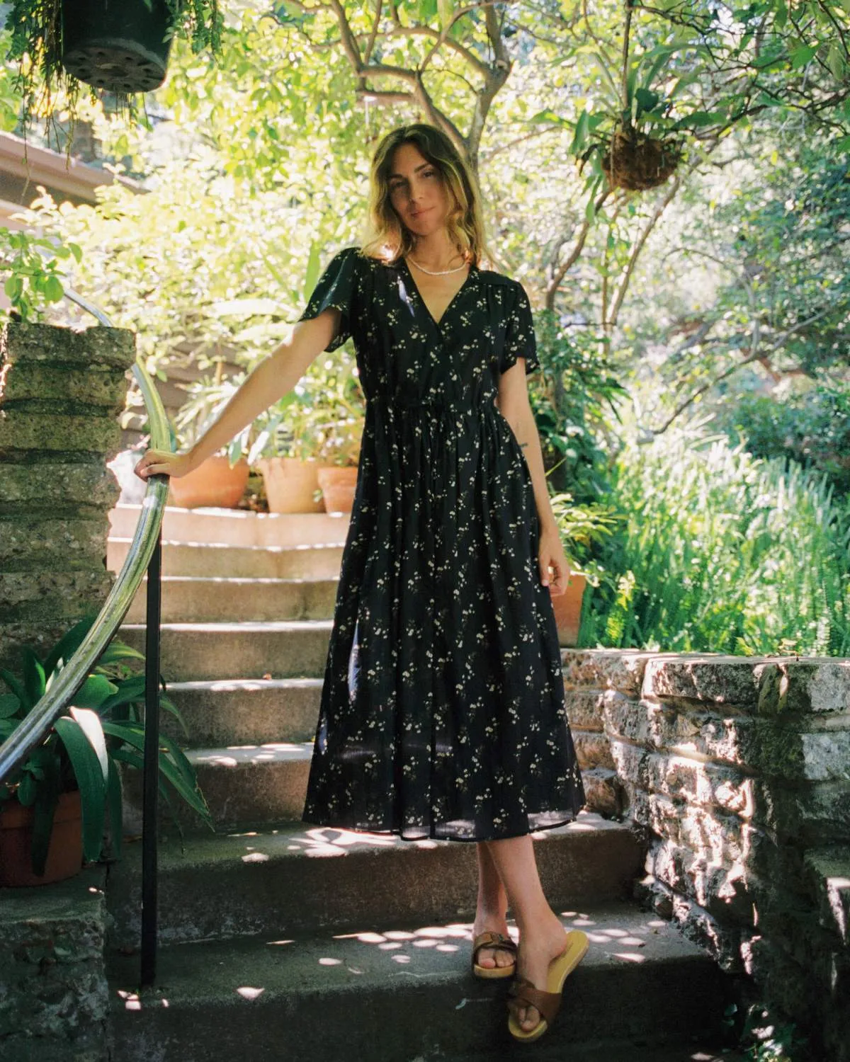 The Dawn Dress Petites | Noir Dancing Chamomile sold by Christy Dawn