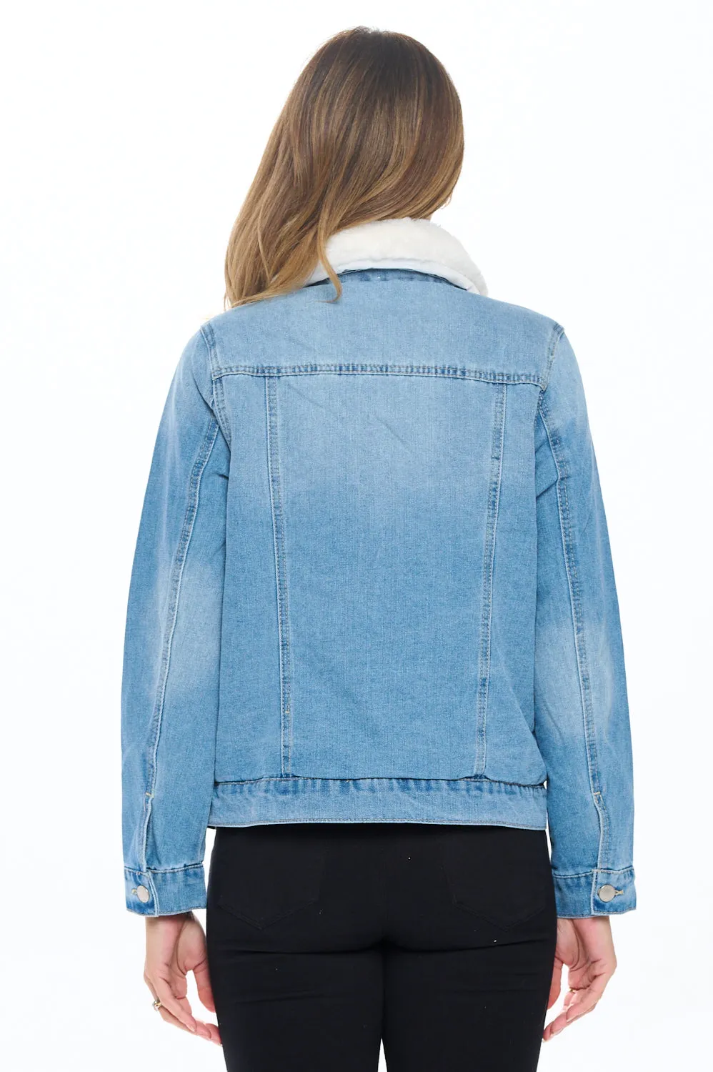 Fur-Collared Denim Jacket sold by Ci Sono product image thumbnail 4
