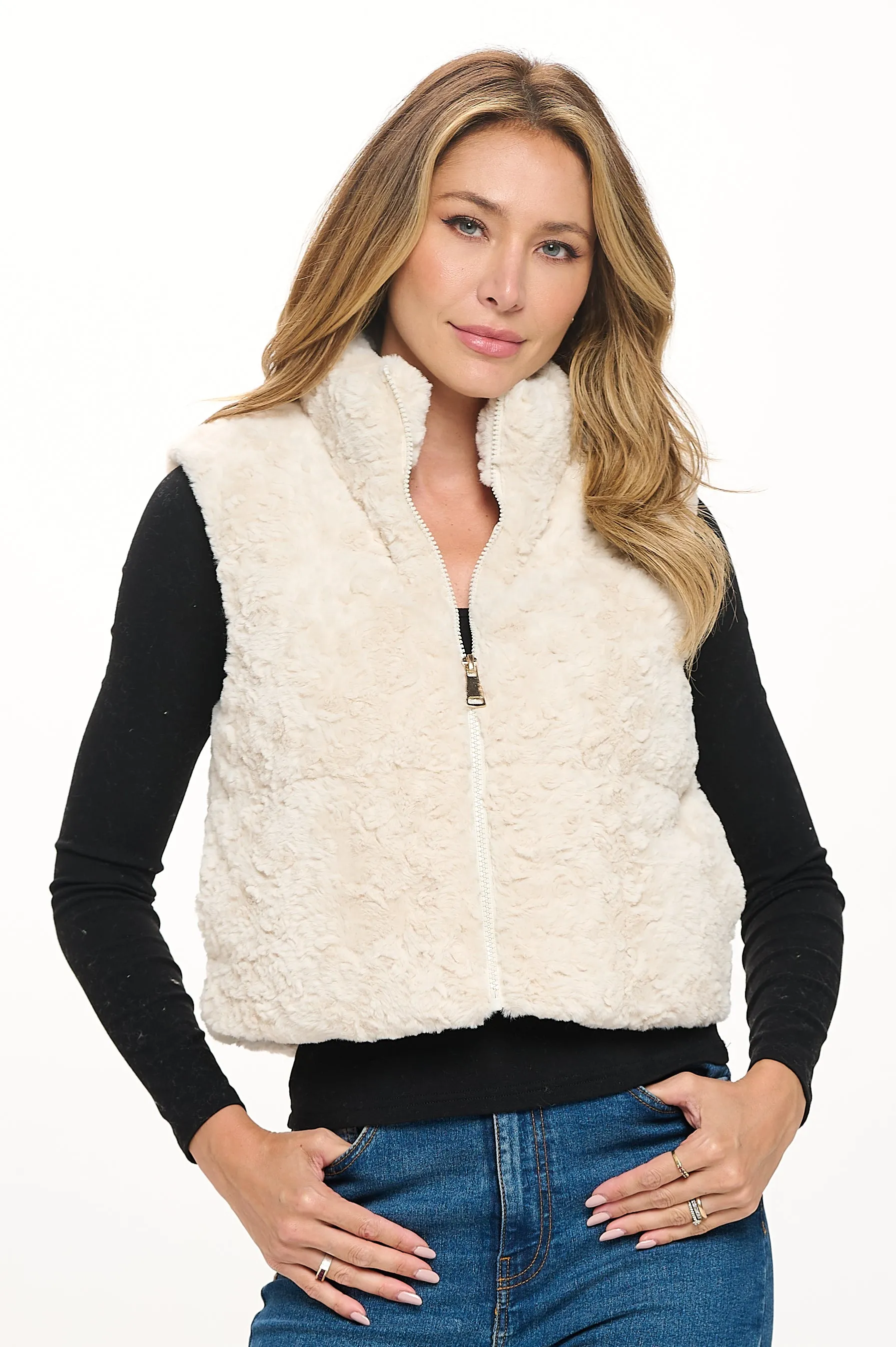 Stylish Faux Fur Vest sold by Ci Sono