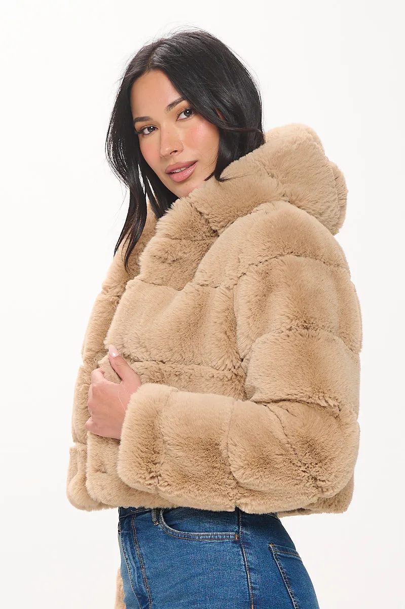 Quilted Hood Faux Fur Jacket sold by Ci Sono product image thumbnail 3