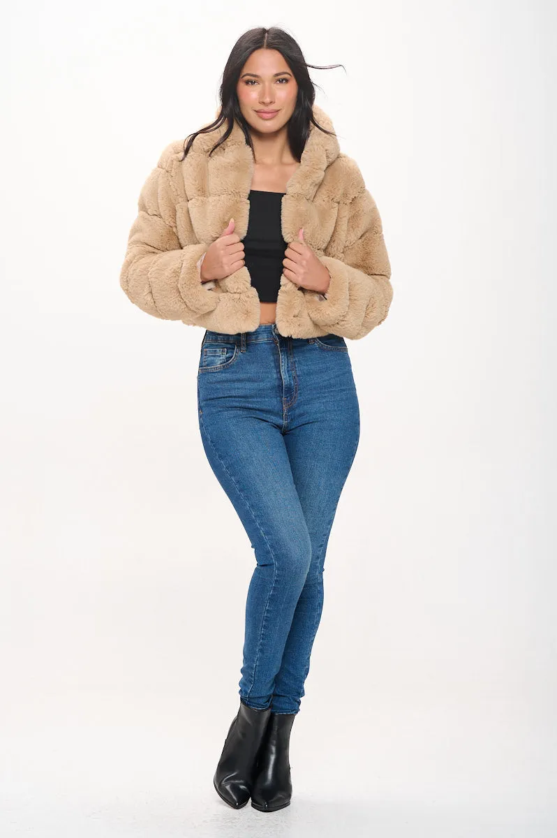 Quilted Hood Faux Fur Jacket sold by Ci Sono product image thumbnail 4
