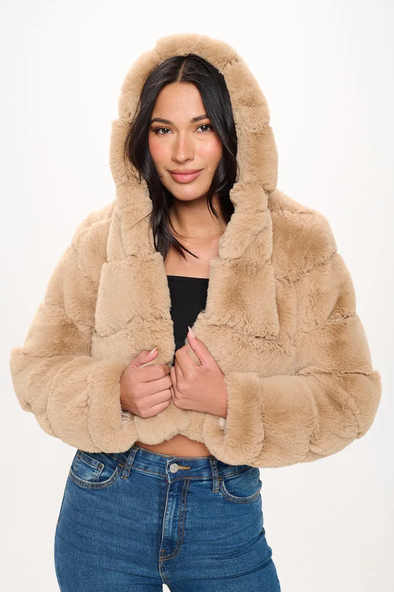 Quilted Hood Faux Fur Jacket sold by Ci Sono