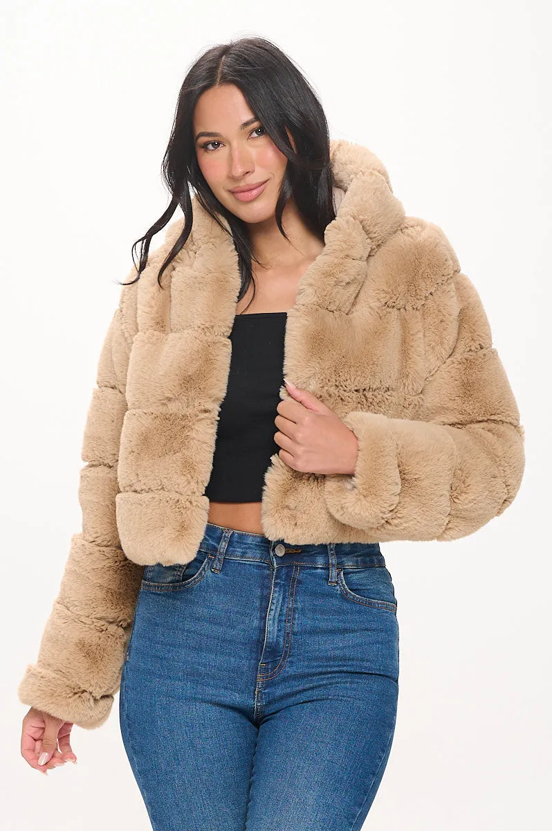 Quilted Hood Faux Fur Jacket sold by Ci Sono product image thumbnail 2