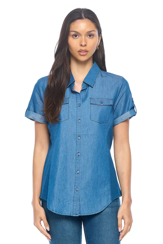 Short Sleeve Chambray Shirt sold by Ci Sono