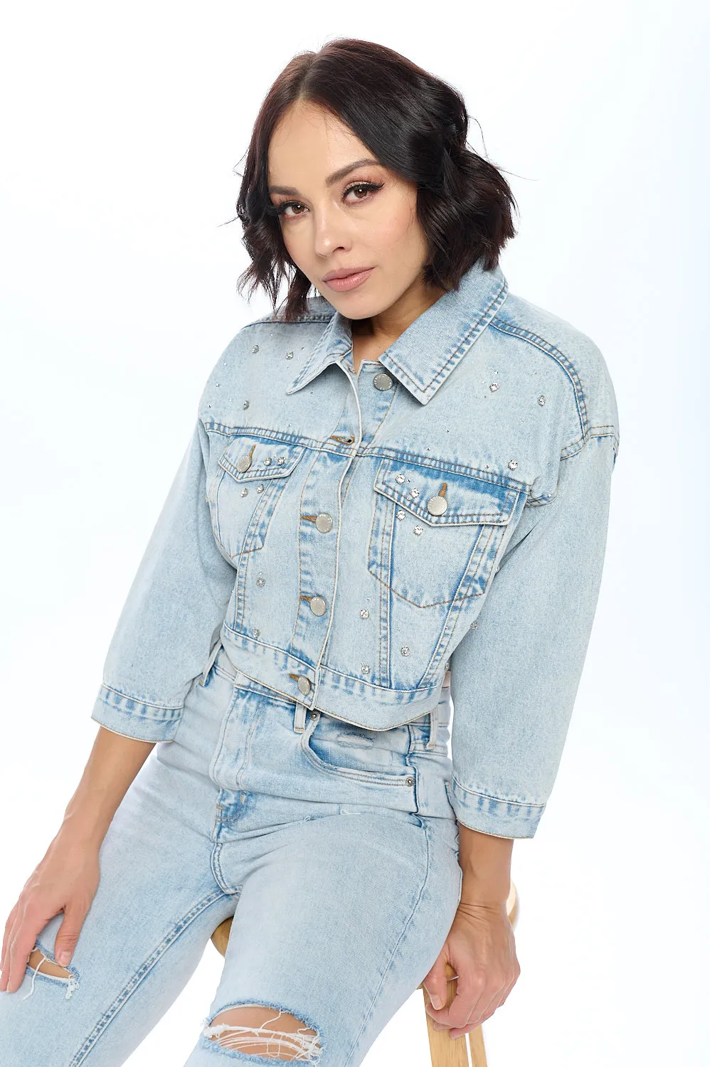 Studded Denim Jacket sold by Ci Sono product image thumbnail 3