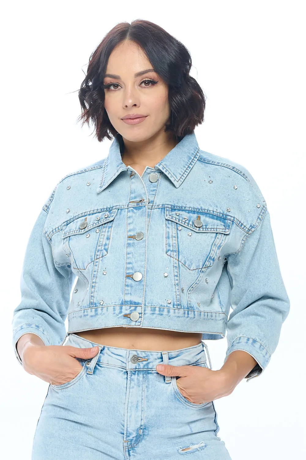 Studded Denim Jacket sold by Ci Sono