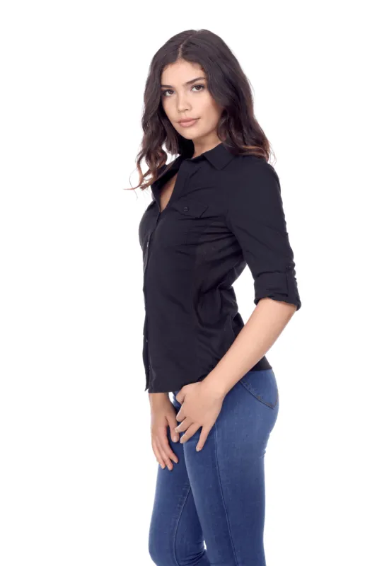 Side Rib Woven Top sold by Ci Sono