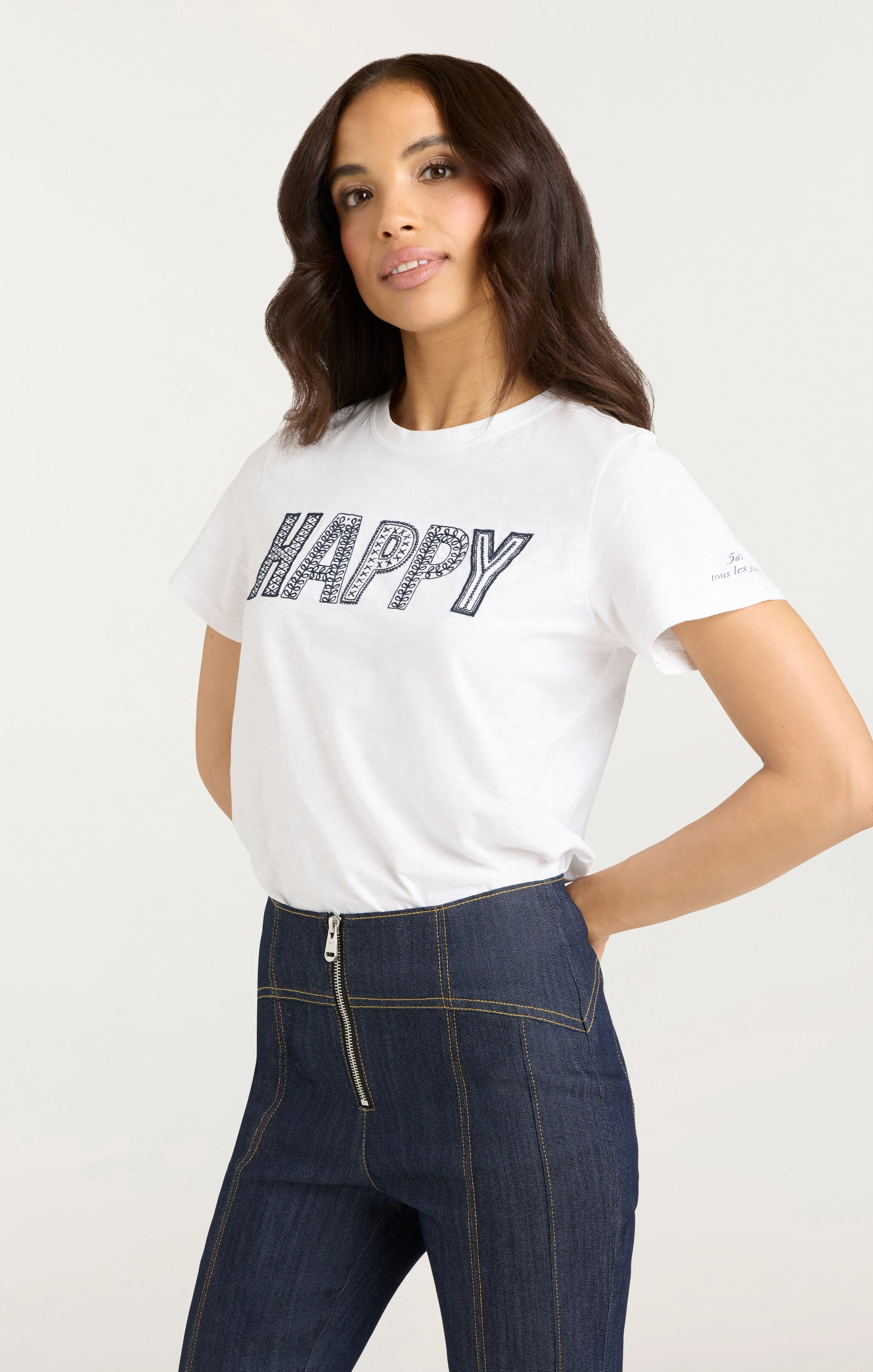 Embroidered Happy Tee sold by cinq a sept product image thumbnail 3