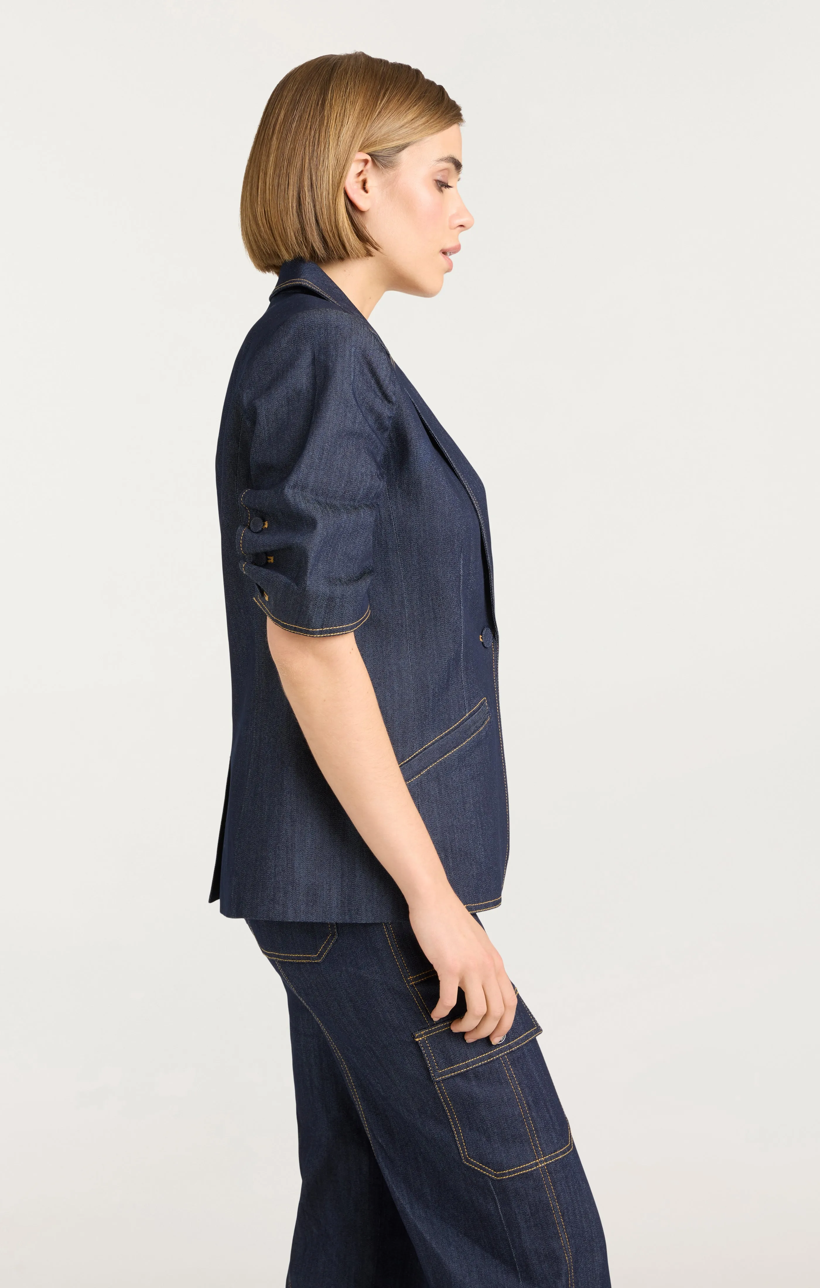 Denim Short Sleeve Khloe Blazer sold by cinq a sept product image thumbnail 4
